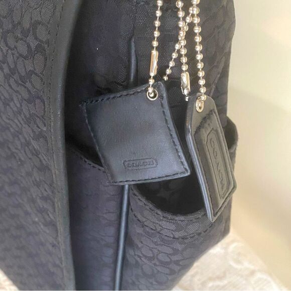 Coach Signature Hudson Commuter Laptop Messenger Bag Black Leather Luggage Tags - Picture 3 of 15